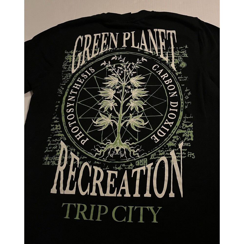 Trip City Merch Green Planet Recreation T-Shirt MED Hippie 420 Psychedelic Tree